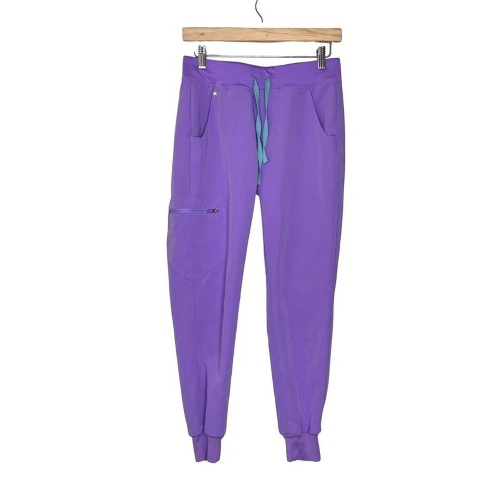 Figs Purple Drawstring Waist Cargo Joggers